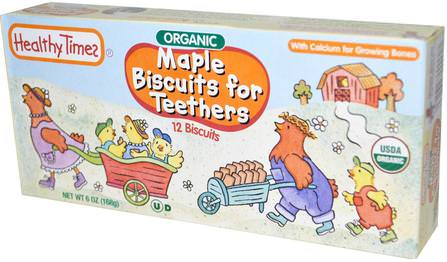 Organic Biscuits for Teethers, Maple, 12 Biscuits, 6 oz (168 g) by Healthy Times, 兒童健康，嬰兒餵養，嬰兒零食和手指食物，嬰兒出牙 HK 香港