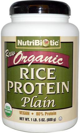 Raw Organic Rice Protein, Plain, 1 lb 5 oz (600 g) by NutriBiotic, 補充劑，蛋白質，大米蛋白粉 HK 香港